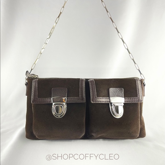 Handbags - Deep Brown Leather Suede Shoulder Bag